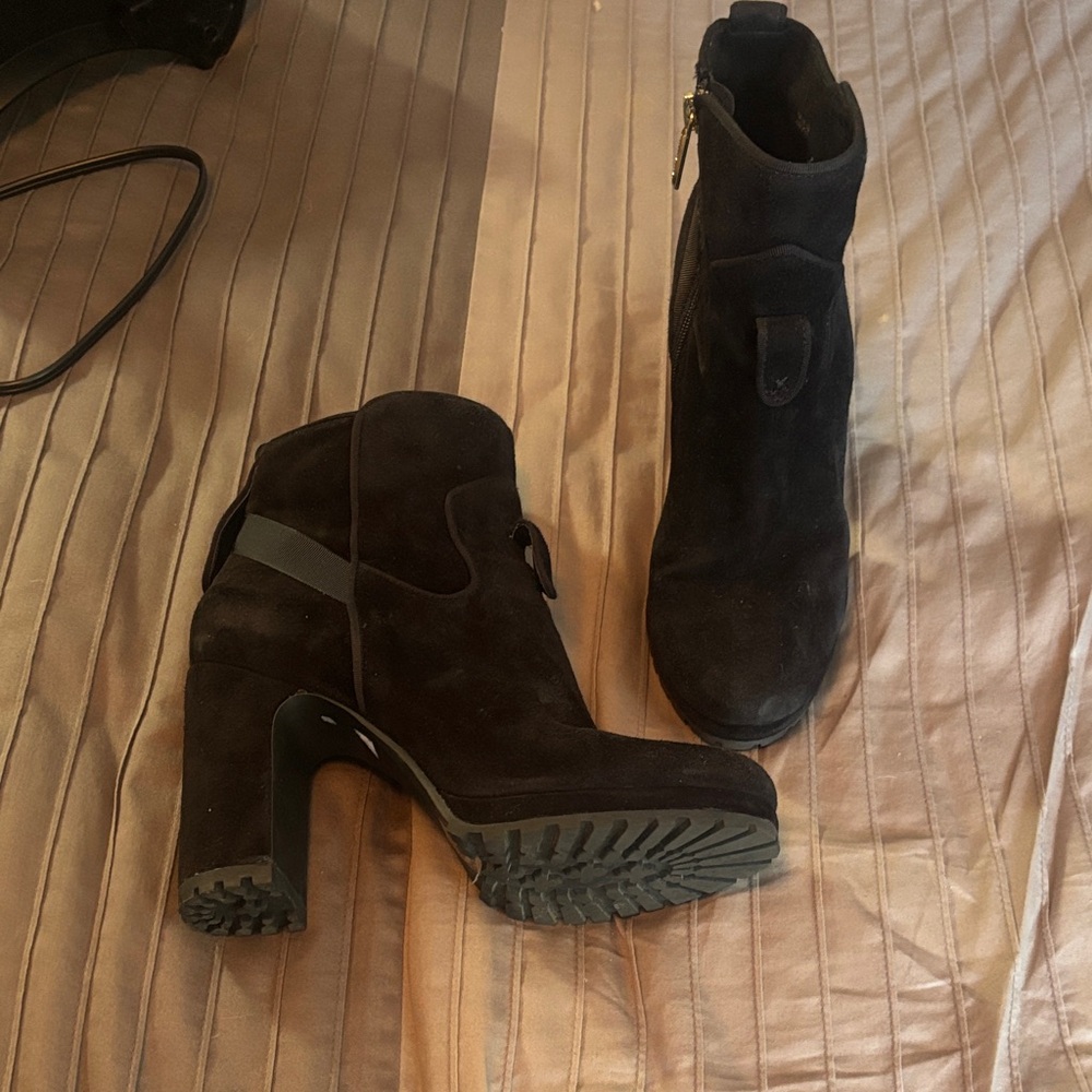 Karl Lagerfeld Black Suede Ankle Boots size 8
